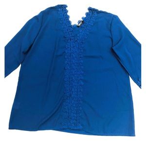 Flowy Blue Blouse with beautiful crochet detail